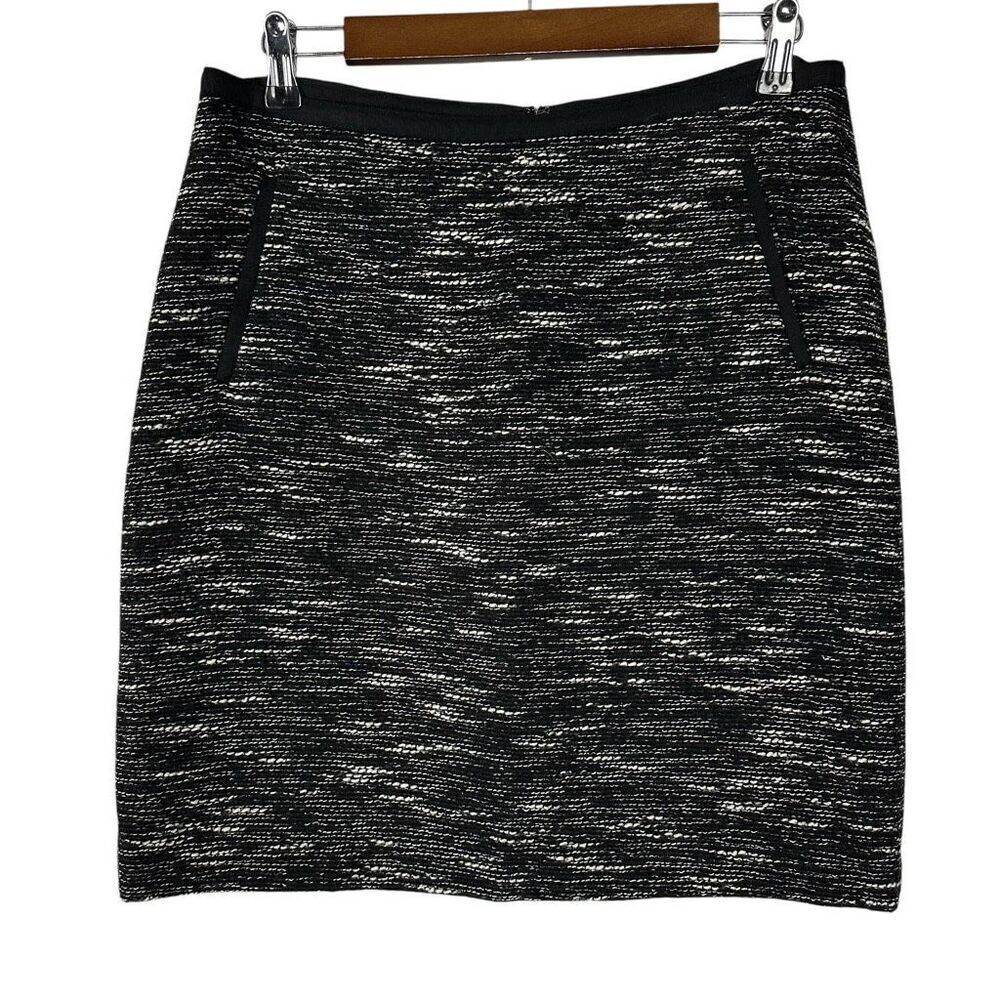 Talbots Tweed Lined Skirt size 10 Petite Black White